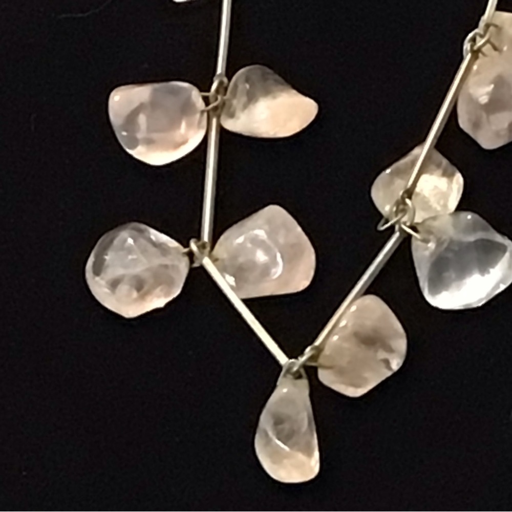 Light Pink Glass and Sterling Necklace
